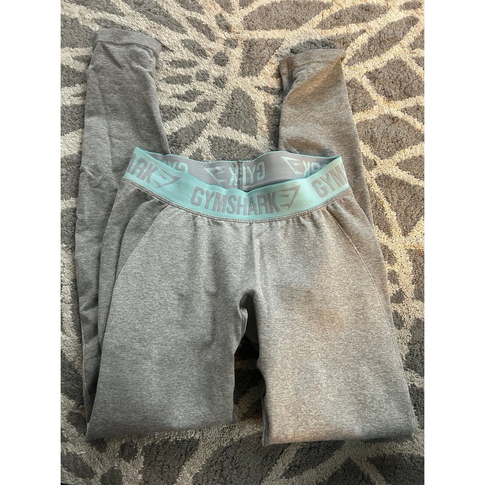 Gray Gymshark Leggings Teal Waistband